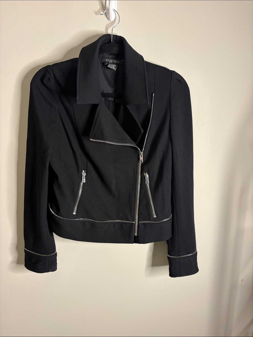 Etcetera Black Moto Zip Jacket with Silver Hardware
